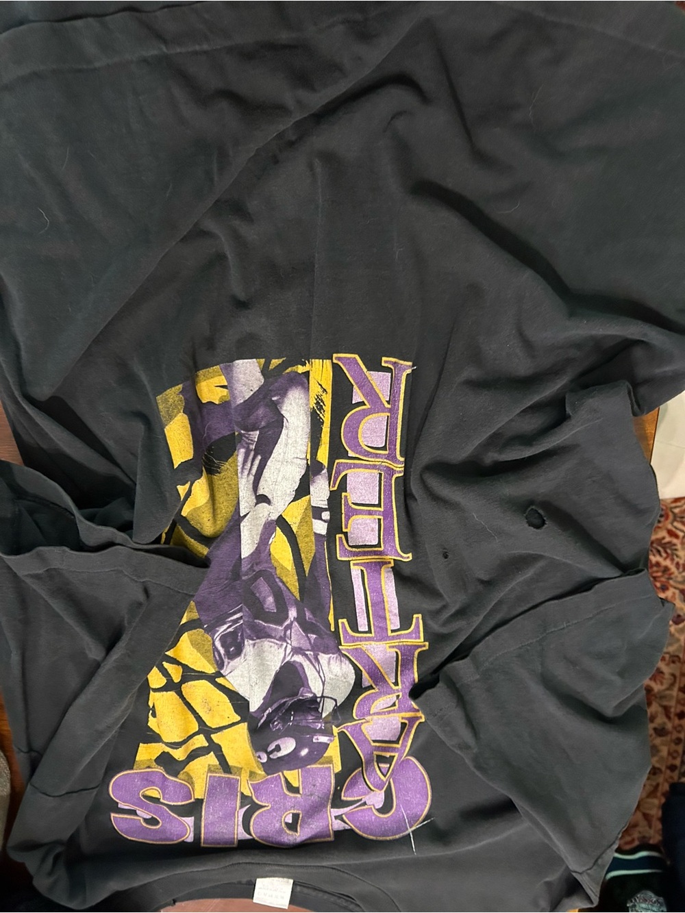 Fruit of the Loom Kids Black Tee with Purple & Yellow Graphic